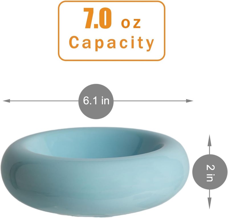 KTLECL 6.1 Inch Cat Bowls, 7 oz Ceramic Cat Food Bowl, Whisker Fatigue Relief Cat Bowl, Anti-Vomiting, Protect Spine, Perfect for Indoor Cats（Blue） - Image 2